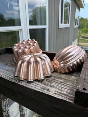 Set of 3 Vintage Copper Jello Molds Wall Hanging Decor